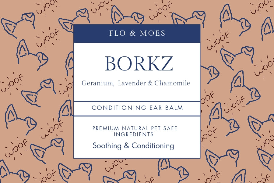 BORKZ Aromatherapy Conditioning Ear Balm for Dogs ( Geranium,Lavender & Chamomile)30ml dropper bottle