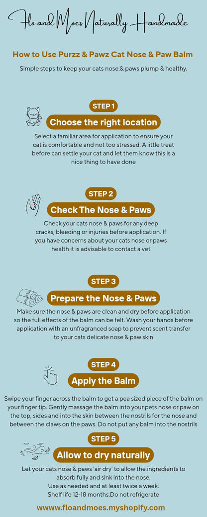 Purrz & Pawz (unscented Natural Nose , Ear & Paw Balm for Cats) 50ml jar