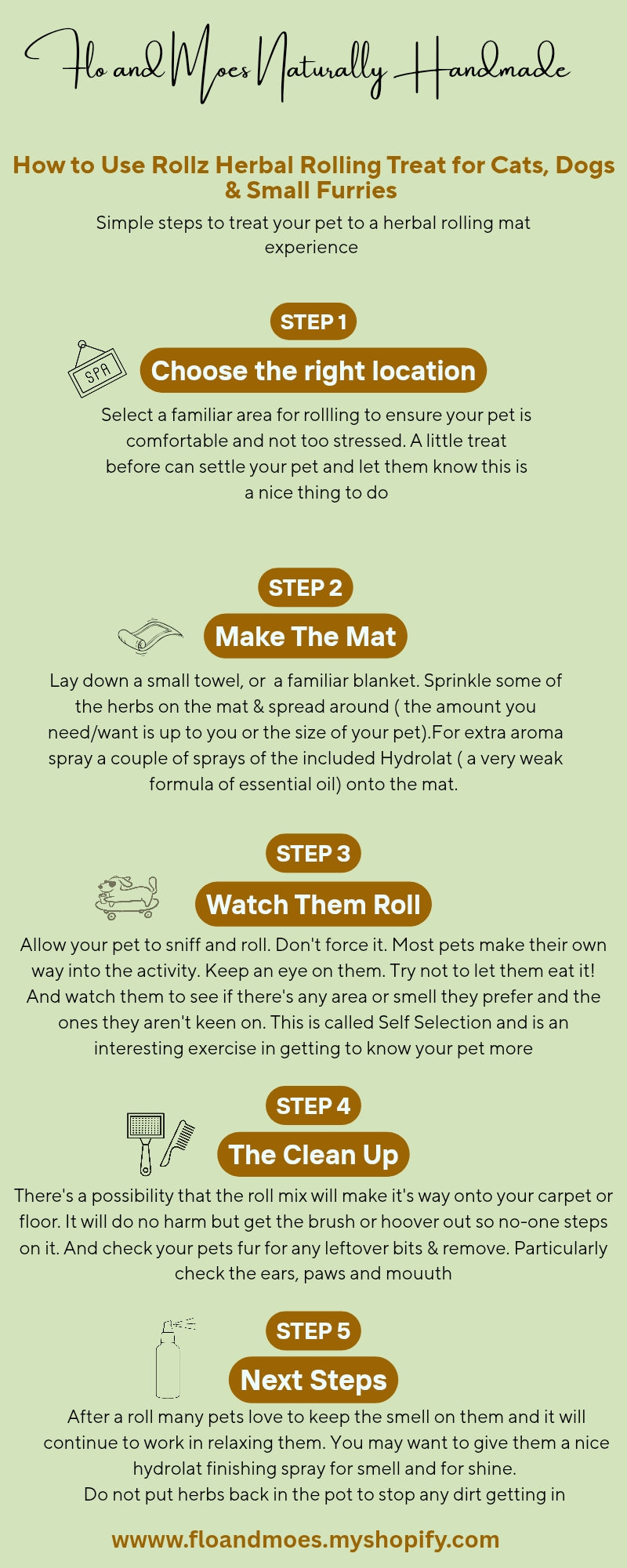 ROLLZ CAT ( Herbal Rolling Treat & Hydrosol Spray for Cats)  Herb Mix 100ml jar & 50ml Hydrosol Spray