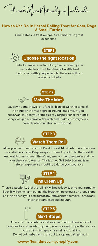 ROLLZ CAT ( Herbal Rolling Treat & Hydrosol Spray for Cats)  Herb Mix 100ml jar & 50ml Hydrosol Spray