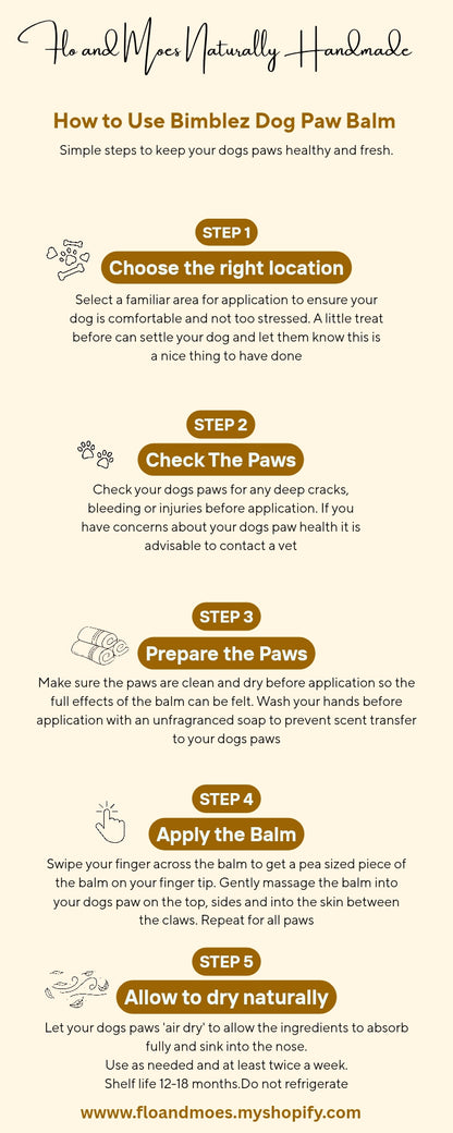 BIMBLEZ Aromatheraphy Paw Balm for Dogs ( Lavender ,Sweet Orange & Peppermint)30ml jar