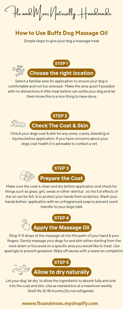 BUFFZ Aromatherapy Massage Oil for Dogs (Ylang Ylang, Clary Sage & Chamomile) 30ml dropper bottle