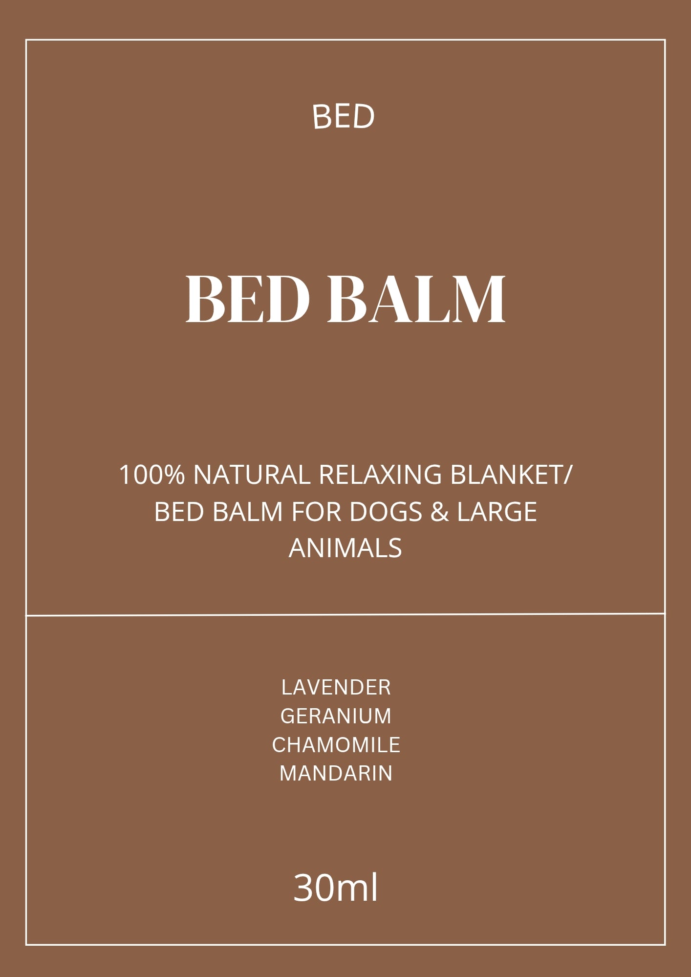 BED Aromatherapy Calming Blanket Balm for Dogs ( Lavender Geranium Chamomile & Mandarin)50ml jar