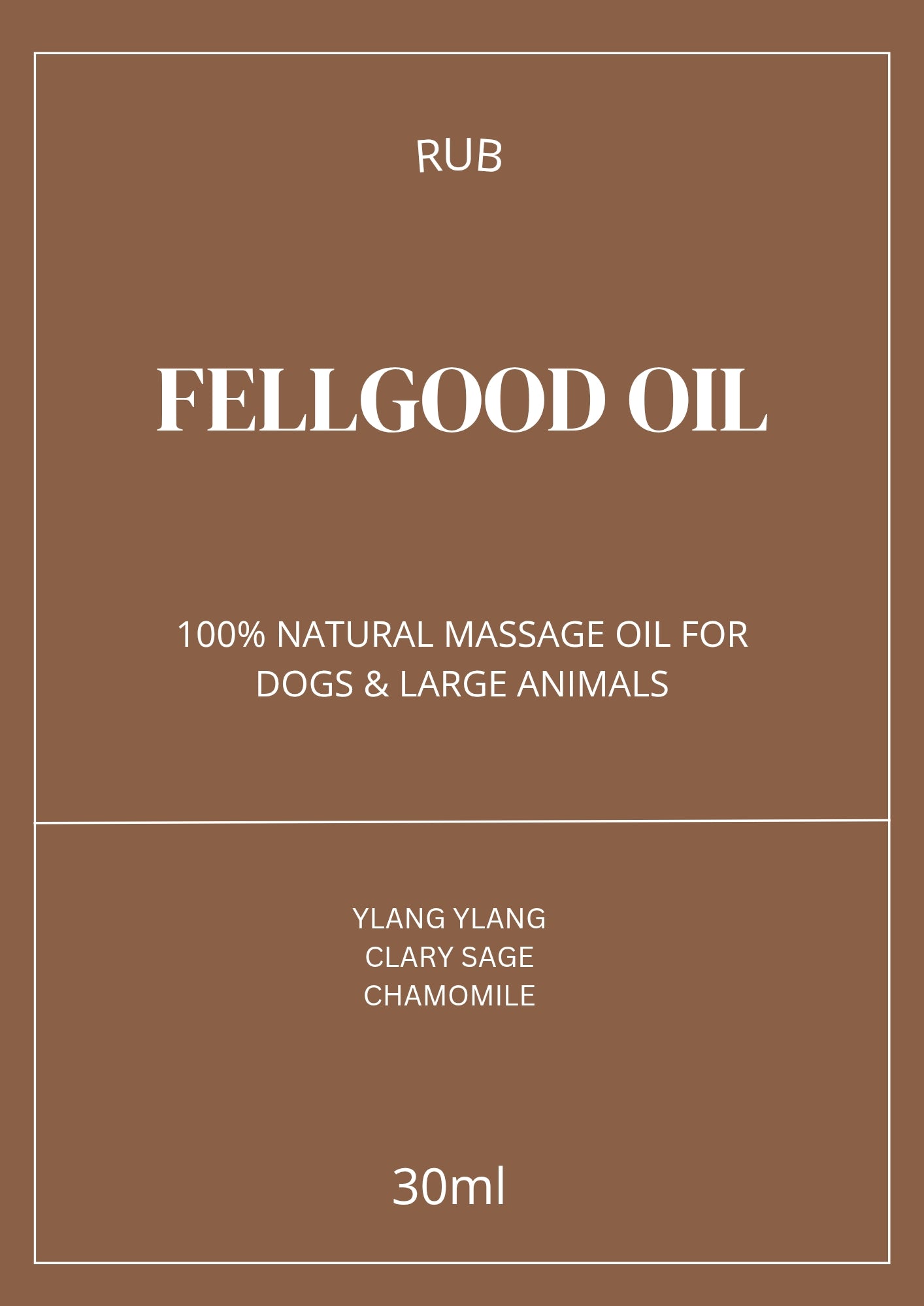 FEELGOOD Aromatherapy Massage Oil for Dogs (Ylang Ylang, Clary Sage & Chamomile) 30ml dropper bottle