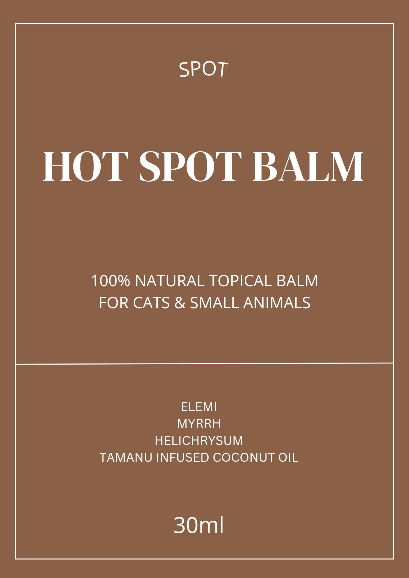 SPOT HOTSPOT TOPICAL OIL( Cats & small animals)