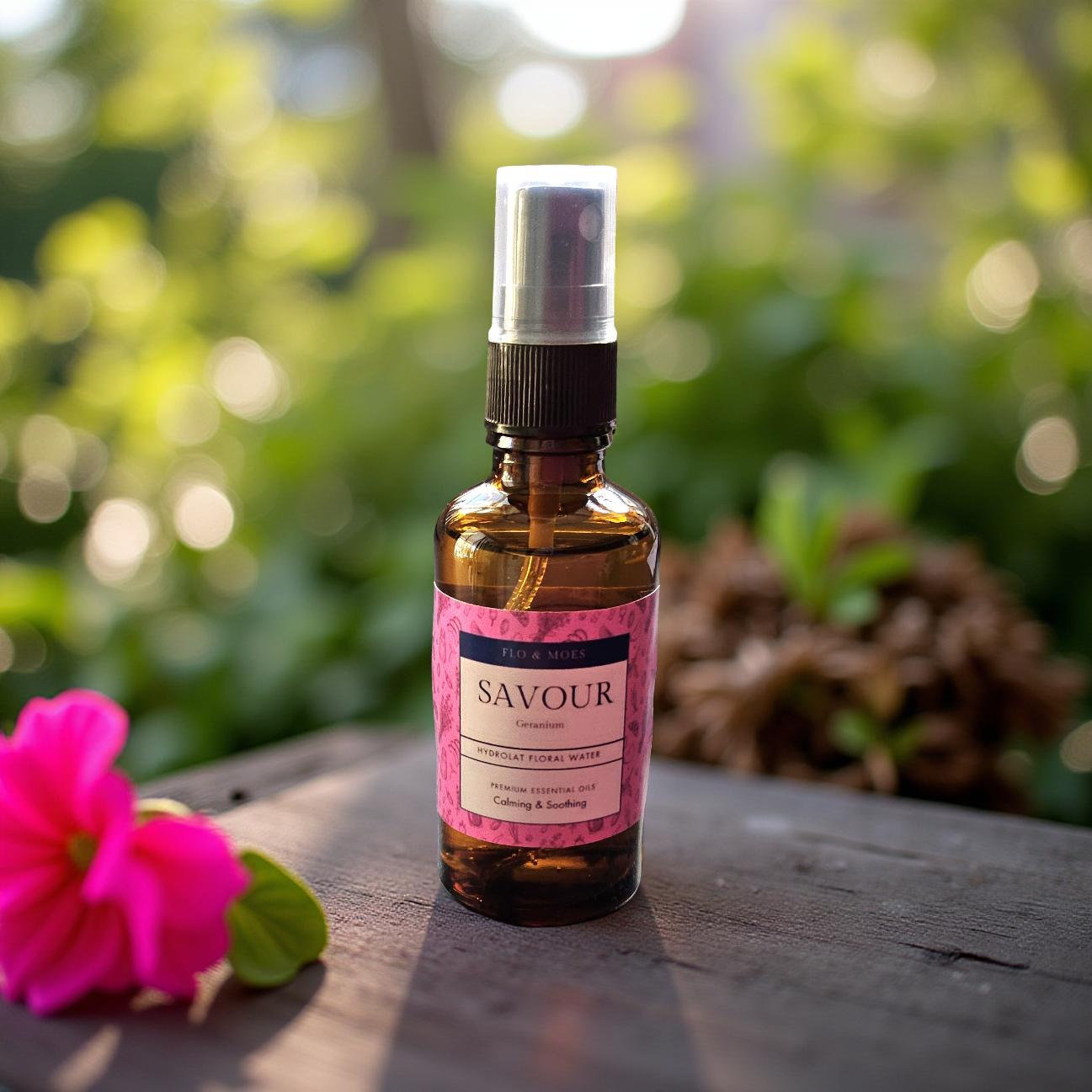 SAVOUR (GERANIUM Hydrolat Floral Water) 50ml spray bottle