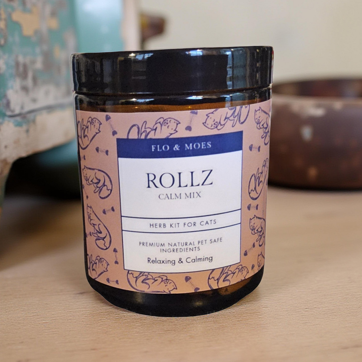 ROLLZ CAT ( Herbal Rolling Treat & Hydrosol Spray for Cats)  Herb Mix 100ml jar & 50ml Hydrosol Spray