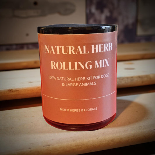 ROLL  DOG ( Herbal Rolling Treat & Hydrosol Spray for Dogs)  Herb Mix 100ml jar & 50ml Hydrosol spray