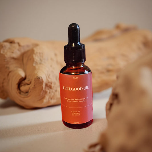 FEELGOOD Aromatherapy Massage Oil for Dogs (Ylang Ylang, Clary Sage & Chamomile) 30ml dropper bottle